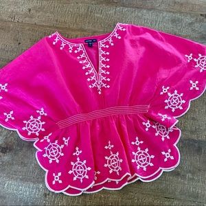 Gap Pink Embroidered Poncho